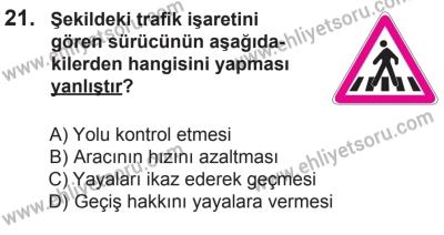 8 Mart 2014 Tarihli Sürücü Adayları Sınavı K Kitapçığı 21. Soru