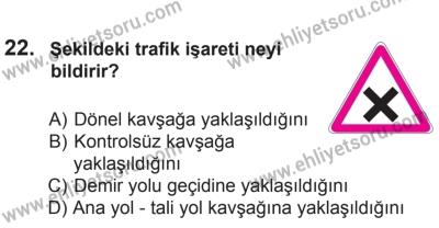 8 Mart 2014 Tarihli Sürücü Adayları Sınavı K Kitapçığı 22. Soru