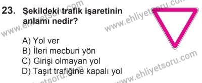 8 Mart 2014 Tarihli Sürücü Adayları Sınavı K Kitapçığı 23. Soru