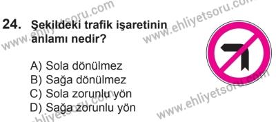 8 Mart 2014 Tarihli Sürücü Adayları Sınavı K Kitapçığı 24. Soru