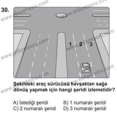 8 Mart 2014 Tarihli Sürücü Adayları Sınavı K Kitapçığı 30. Soru