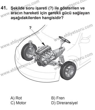 8 Mart 2014 Tarihli Sürücü Adayları Sınavı K Kitapçığı 41. Soru