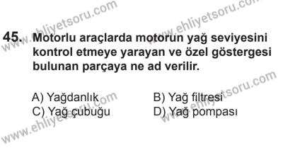 8 Mart 2014 Tarihli Sürücü Adayları Sınavı K Kitapçığı 45. Soru