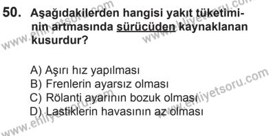 8 Mart 2014 Tarihli Sürücü Adayları Sınavı K Kitapçığı 50. Soru