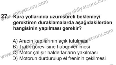 8 Mart 2014 Tarihli Sürücü Adayları Sınavı L Kitapçığı 27. Soru