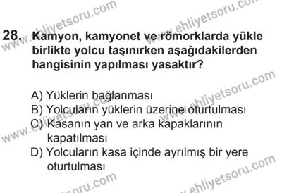 8 Mart 2014 Tarihli Sürücü Adayları Sınavı L Kitapçığı 28. Soru