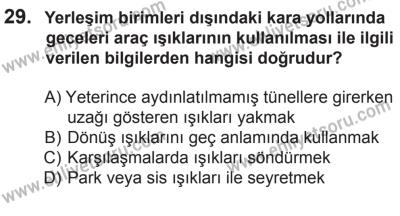 8 Mart 2014 Tarihli Sürücü Adayları Sınavı L Kitapçığı 29. Soru