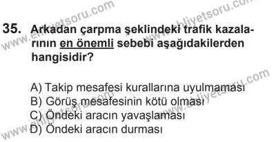8 Mart 2014 Tarihli Sürücü Adayları Sınavı L Kitapçığı 35. Soru