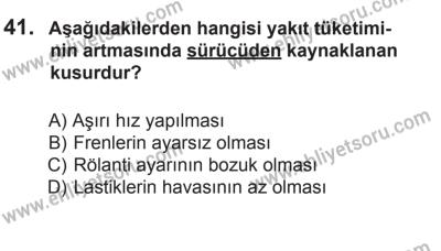 8 Mart 2014 Tarihli Sürücü Adayları Sınavı L Kitapçığı 41. Soru