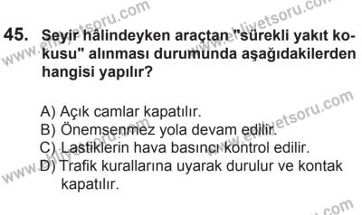 8 Mart 2014 Tarihli Sürücü Adayları Sınavı L Kitapçığı 45. Soru