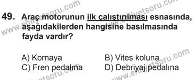 8 Mart 2014 Tarihli Sürücü Adayları Sınavı L Kitapçığı 49. Soru