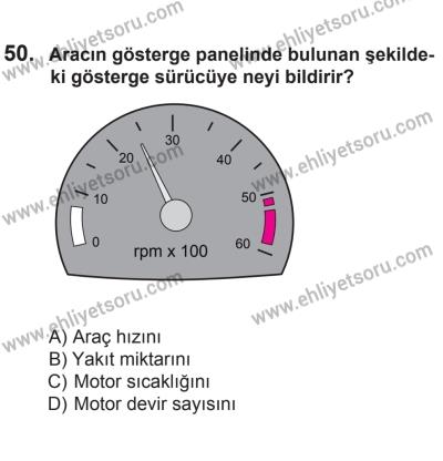 8 Mart 2014 Tarihli Sürücü Adayları Sınavı L Kitapçığı 50. Soru