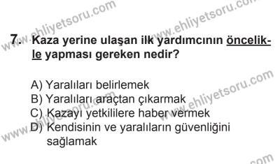 8 Mart 2014 Tarihli Sürücü Adayları Sınavı M Kitapçığı 7. Soru
