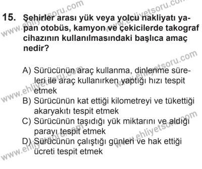 8 Mart 2014 Tarihli Sürücü Adayları Sınavı M Kitapçığı 15. Soru