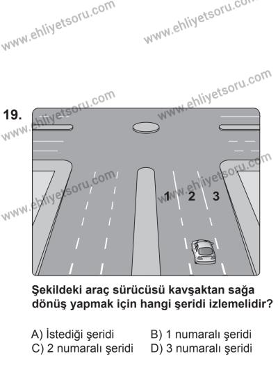 8 Mart 2014 Tarihli Sürücü Adayları Sınavı M Kitapçığı 19. Soru