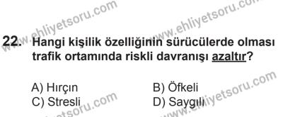 8 Mart 2014 Tarihli Sürücü Adayları Sınavı M Kitapçığı 22. Soru