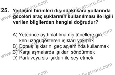 8 Mart 2014 Tarihli Sürücü Adayları Sınavı M Kitapçığı 25. Soru