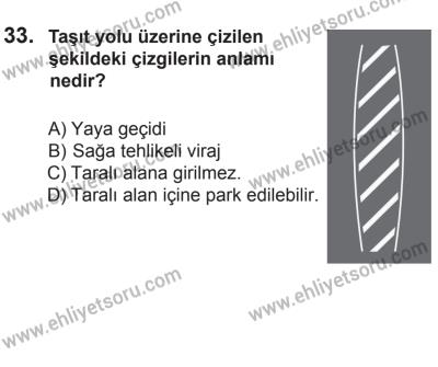 8 Mart 2014 Tarihli Sürücü Adayları Sınavı M Kitapçığı 33. Soru