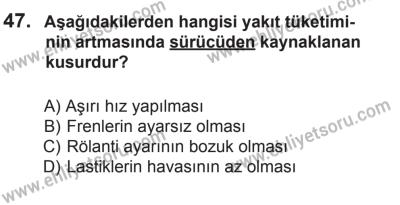 8 Mart 2014 Tarihli Sürücü Adayları Sınavı M Kitapçığı 47. Soru