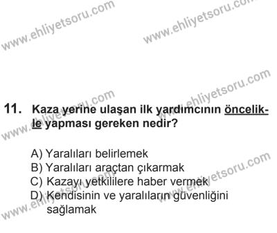 8 Mart 2014 Tarihli Sürücü Adayları Sınavı N Kitapçığı 11. Soru
