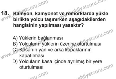 8 Mart 2014 Tarihli Sürücü Adayları Sınavı N Kitapçığı 18. Soru