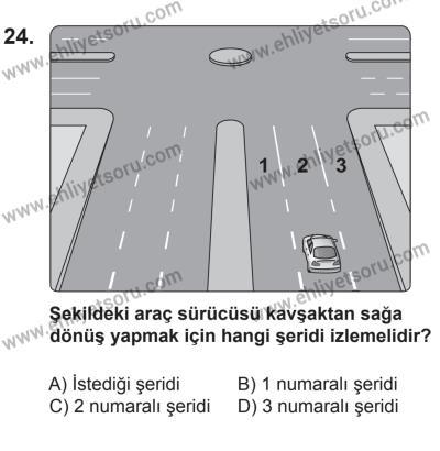 8 Mart 2014 Tarihli Sürücü Adayları Sınavı N Kitapçığı 24. Soru