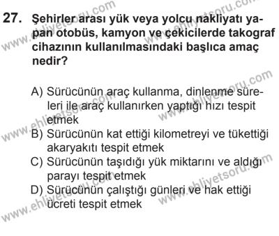 8 Mart 2014 Tarihli Sürücü Adayları Sınavı N Kitapçığı 27. Soru