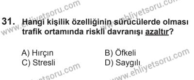 8 Mart 2014 Tarihli Sürücü Adayları Sınavı N Kitapçığı 31. Soru
