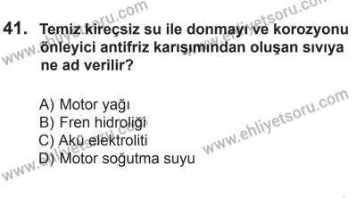 8 Mart 2014 Tarihli Sürücü Adayları Sınavı N Kitapçığı 41. Soru