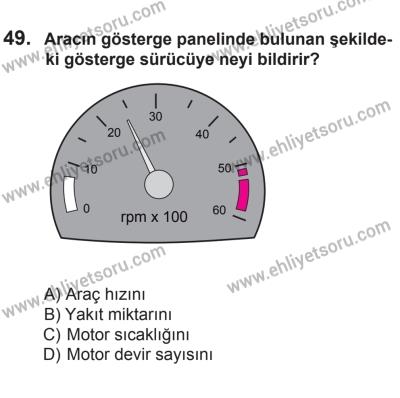 8 Mart 2014 Tarihli Sürücü Adayları Sınavı N Kitapçığı 49. Soru