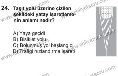 9 Ağustos 2014 Tarihli Sürücü Adayları Sınavı K Kitapçığı 24. Soru