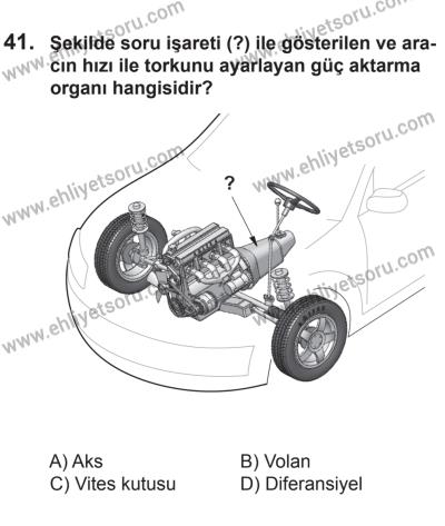 9 Ağustos 2014 Tarihli Sürücü Adayları Sınavı K Kitapçığı 41. Soru
