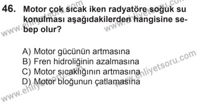 9 Ağustos 2014 Tarihli Sürücü Adayları Sınavı K Kitapçığı 46. Soru