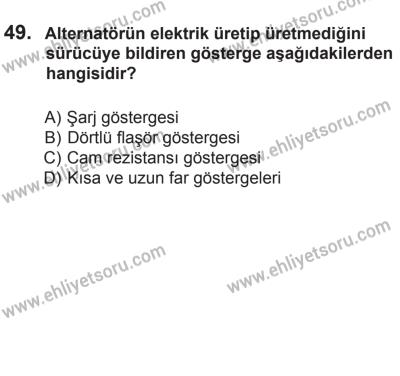 9 Ağustos 2014 Tarihli Sürücü Adayları Sınavı K Kitapçığı 49. Soru