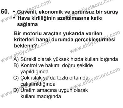 9 Ağustos 2014 Tarihli Sürücü Adayları Sınavı K Kitapçığı 50. Soru