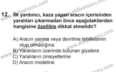 9 Ağustos 2014 Tarihli Sürücü Adayları Sınavı L Kitapçığı 12. Soru