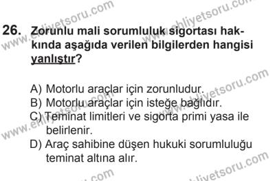 9 Ağustos 2014 Tarihli Sürücü Adayları Sınavı L Kitapçığı 26. Soru