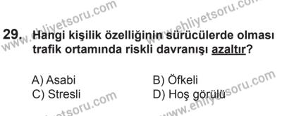 9 Ağustos 2014 Tarihli Sürücü Adayları Sınavı L Kitapçığı 29. Soru