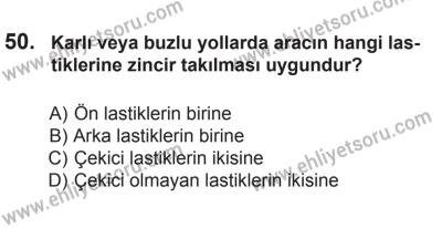 9 Ağustos 2014 Tarihli Sürücü Adayları Sınavı L Kitapçığı 50. Soru