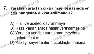 9 Ağustos 2014 Tarihli Sürücü Adayları Sınavı M Kitapçığı 7. Soru