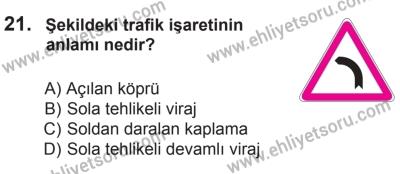 9 Ağustos 2014 Tarihli Sürücü Adayları Sınavı M Kitapçığı 21. Soru