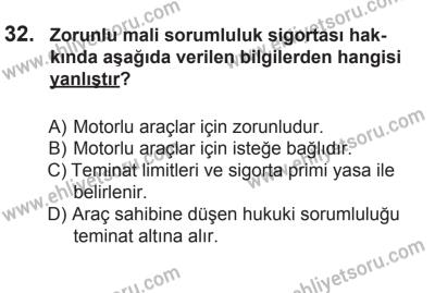9 Ağustos 2014 Tarihli Sürücü Adayları Sınavı M Kitapçığı 32. Soru