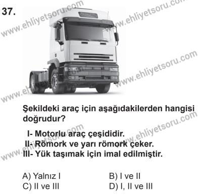 9 Ağustos 2014 Tarihli Sürücü Adayları Sınavı M Kitapçığı 37. Soru