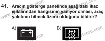 9 Ağustos 2014 Tarihli Sürücü Adayları Sınavı M Kitapçığı 41. Soru