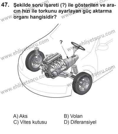 9 Ağustos 2014 Tarihli Sürücü Adayları Sınavı M Kitapçığı 47. Soru