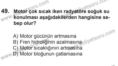 9 Ağustos 2014 Tarihli Sürücü Adayları Sınavı M Kitapçığı 49. Soru