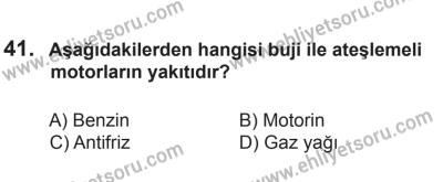 9 Ağustos 2014 Tarihli Sürücü Adayları Sınavı N Kitapçığı 41. Soru