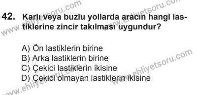 9 Ağustos 2014 Tarihli Sürücü Adayları Sınavı N Kitapçığı 42. Soru