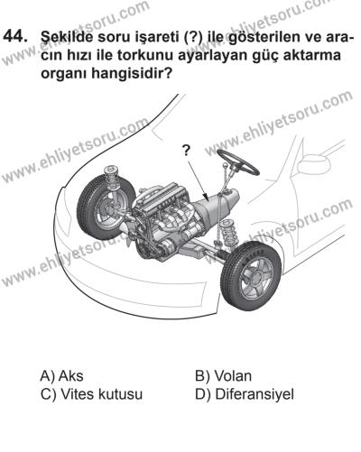 9 Ağustos 2014 Tarihli Sürücü Adayları Sınavı N Kitapçığı 44. Soru