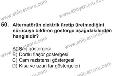 9 Ağustos 2014 Tarihli Sürücü Adayları Sınavı N Kitapçığı 50. Soru